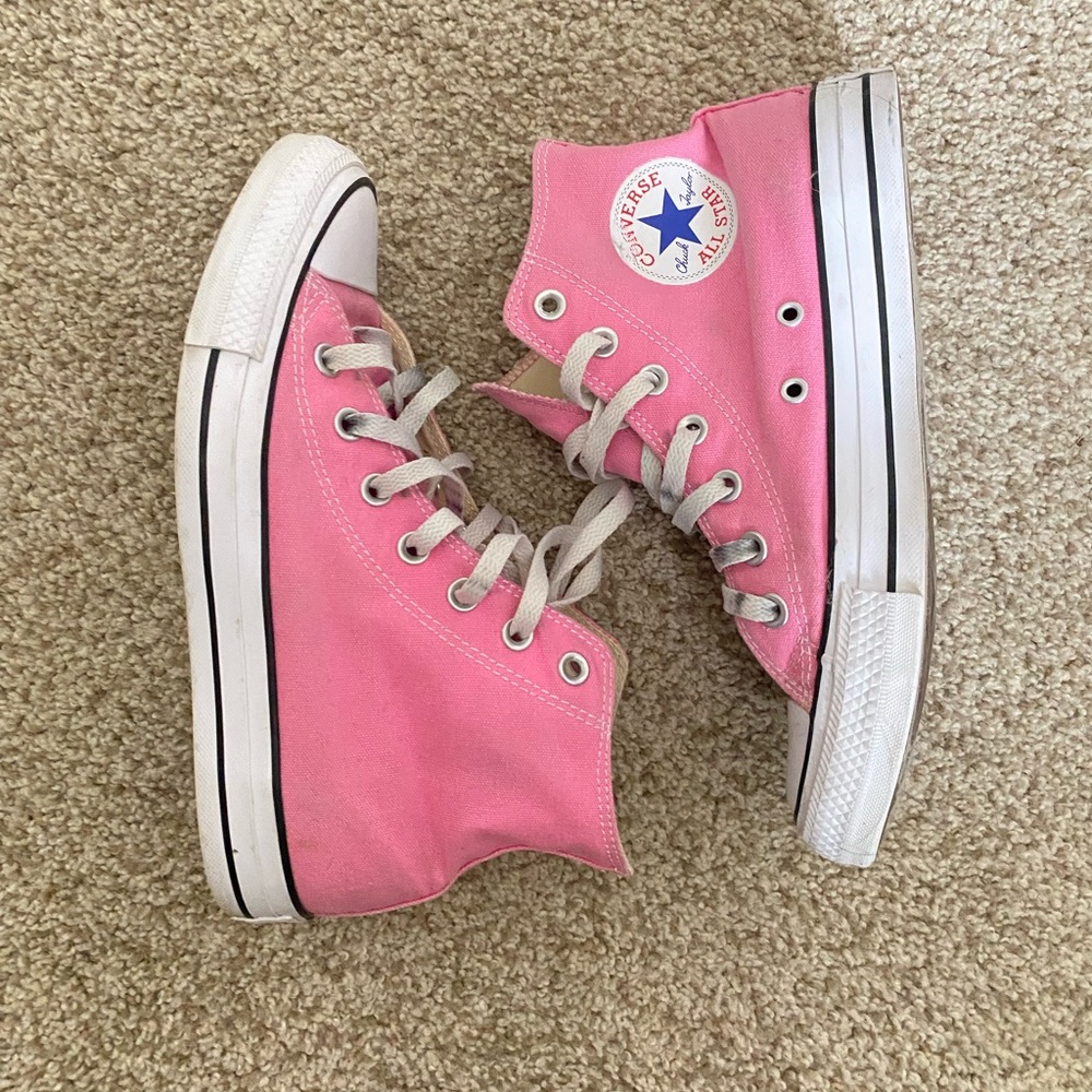 Pink high top converse